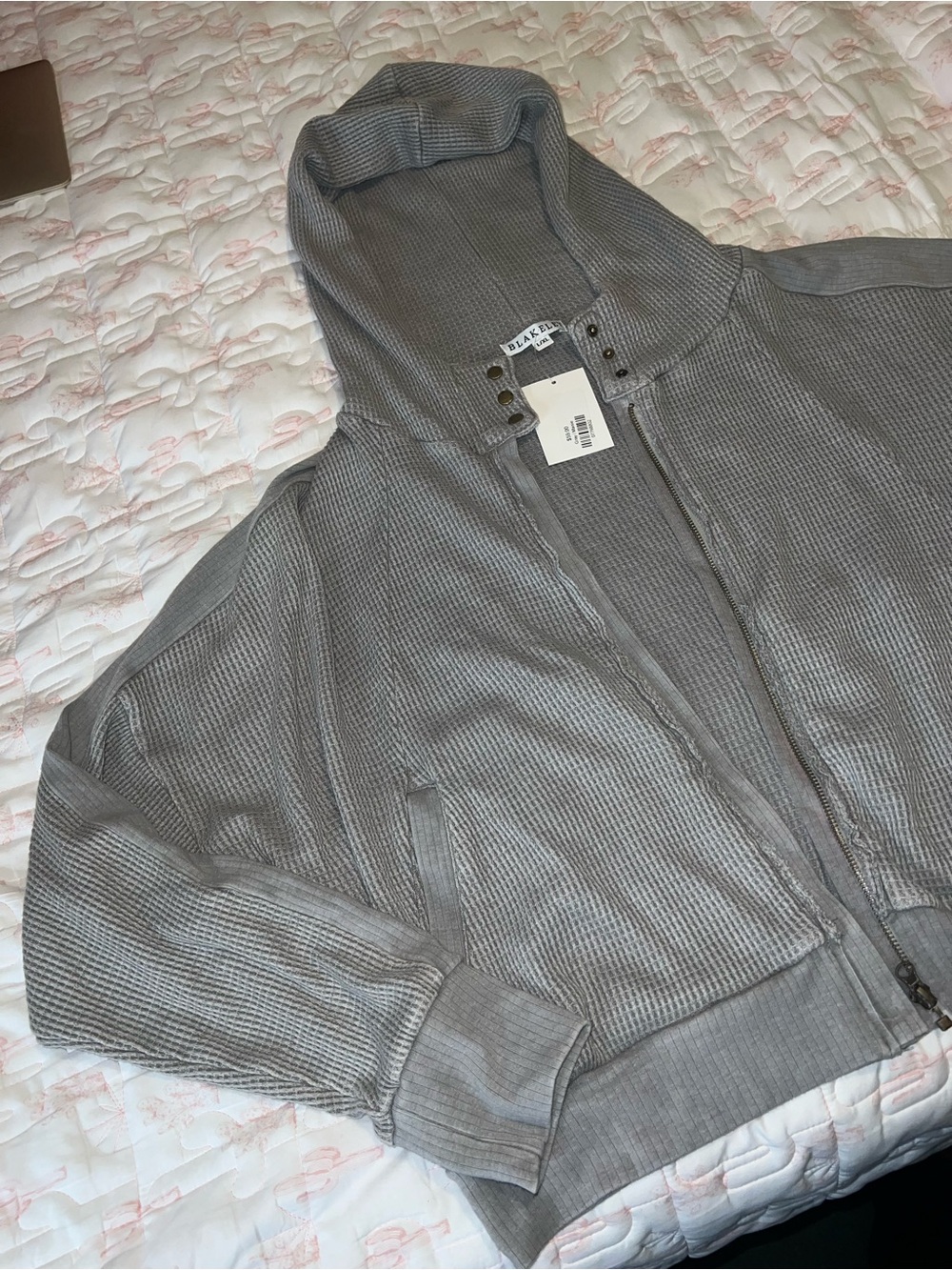 Blakeley Waffle Knit Zip-Up Hoodie